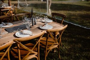 outdoor dining table setup autumn